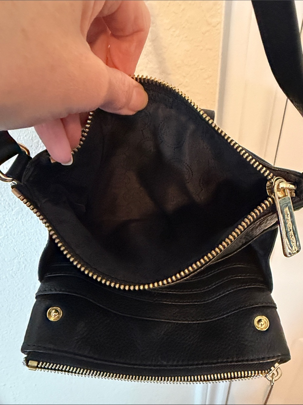Michael Kors Black Leather Crossbody with Gold Accents - Picture 6 of 9